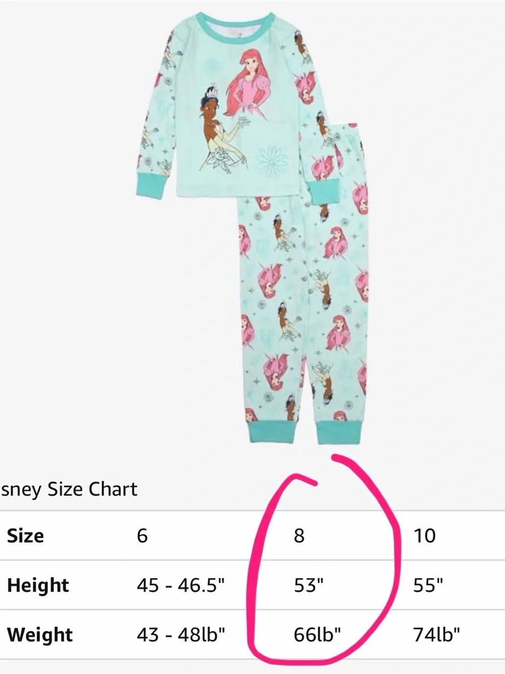 Disney Girls' Princess Pajama Sets - Mint Green & Navy
